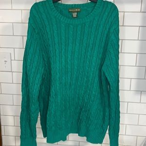 Mountain Lake Women’s Cotton Cable Knit Sweater Green Size XL Pullover